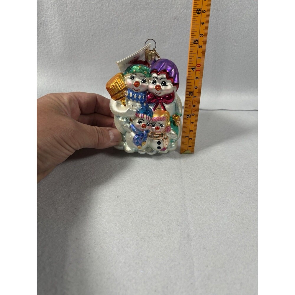 CHRISTOPHER RADKO 4 1/2" Ornament WINTER PORTRAIT Mr. Mrs. Snowman Kids B1 - Picture 9 of 10